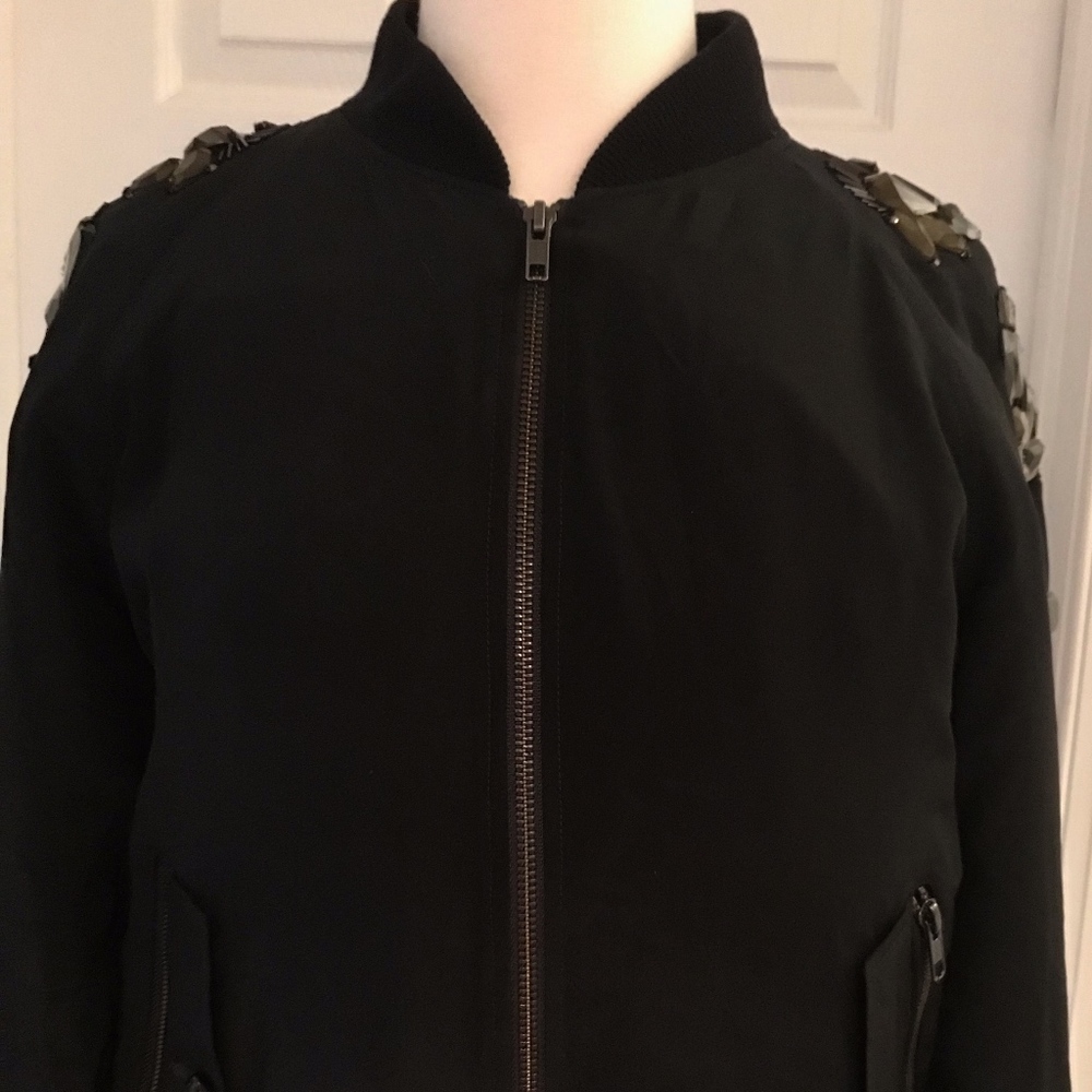 J.CREW COLLECTION SEQUIN-SLEEVE BOMBER JACKET S - Picture 1 of 8